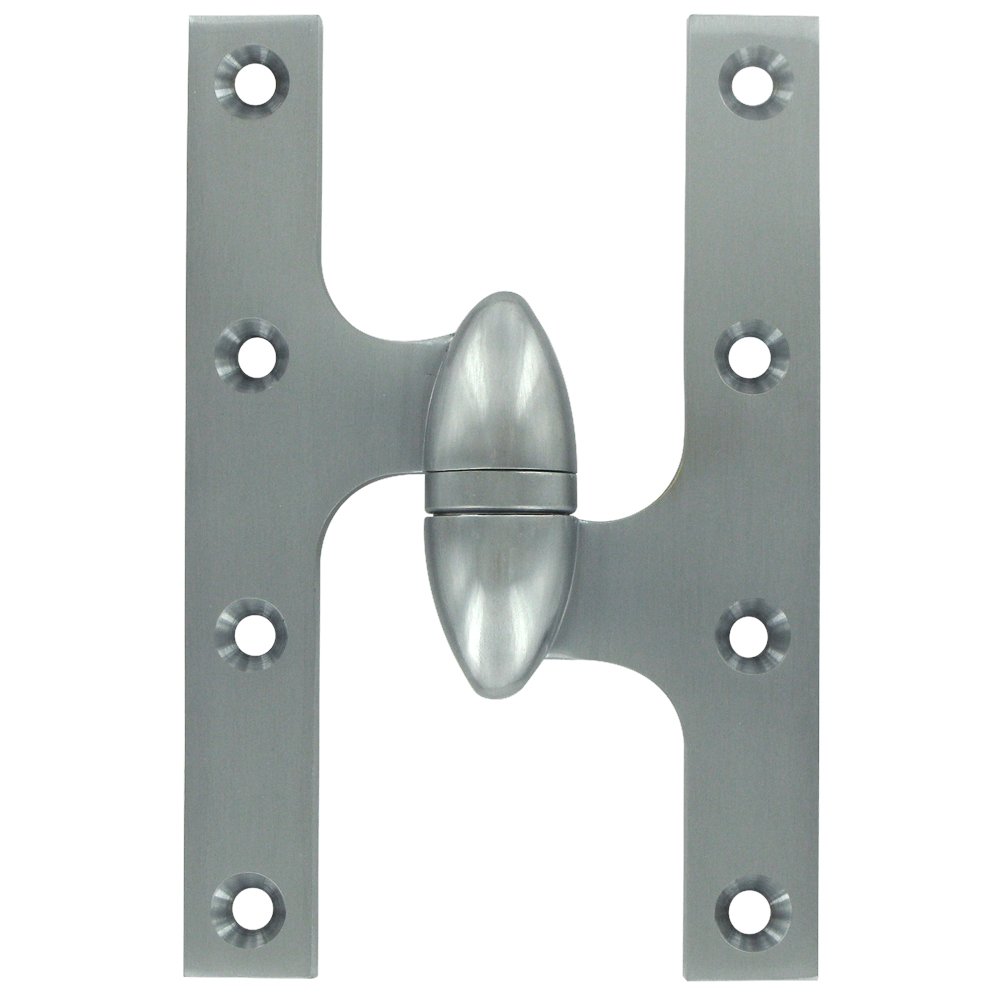 Solid Brass 6" x 4" Right Handed Olive Knuckle Door Hinge (Sold Individually) in Brushed Chrome