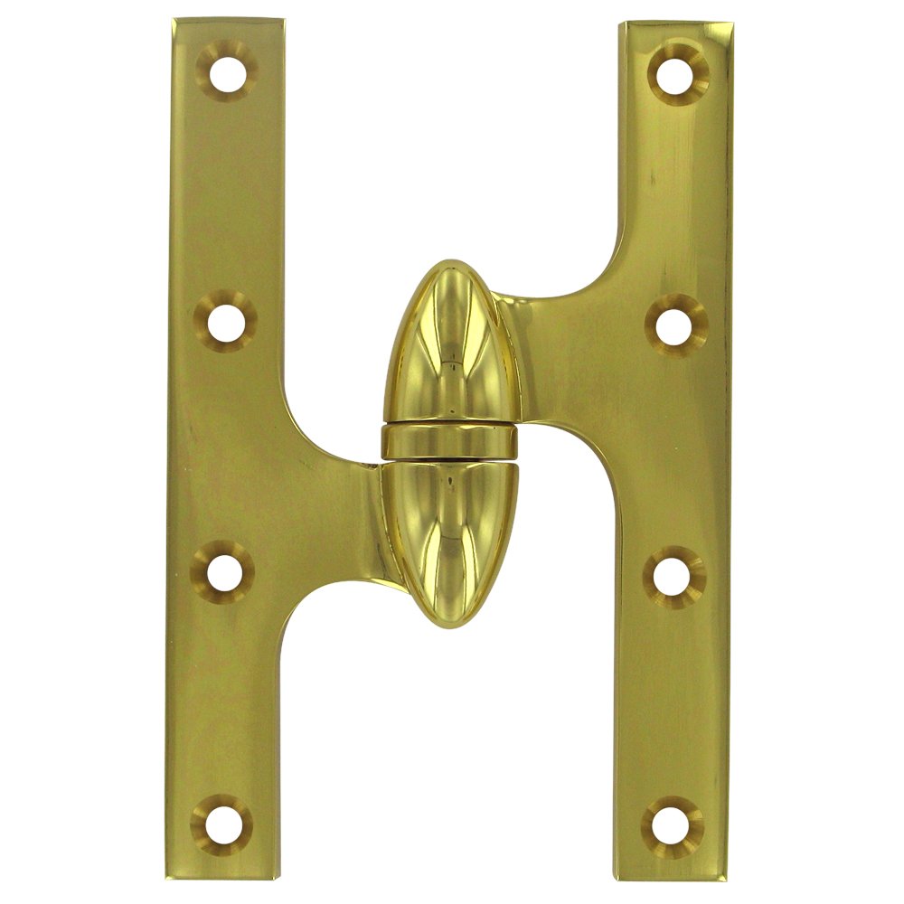 Solid Brass 6" x 4" Left Handed Olive Knuckle Door Hinge (Sold Individually) in Polished Brass