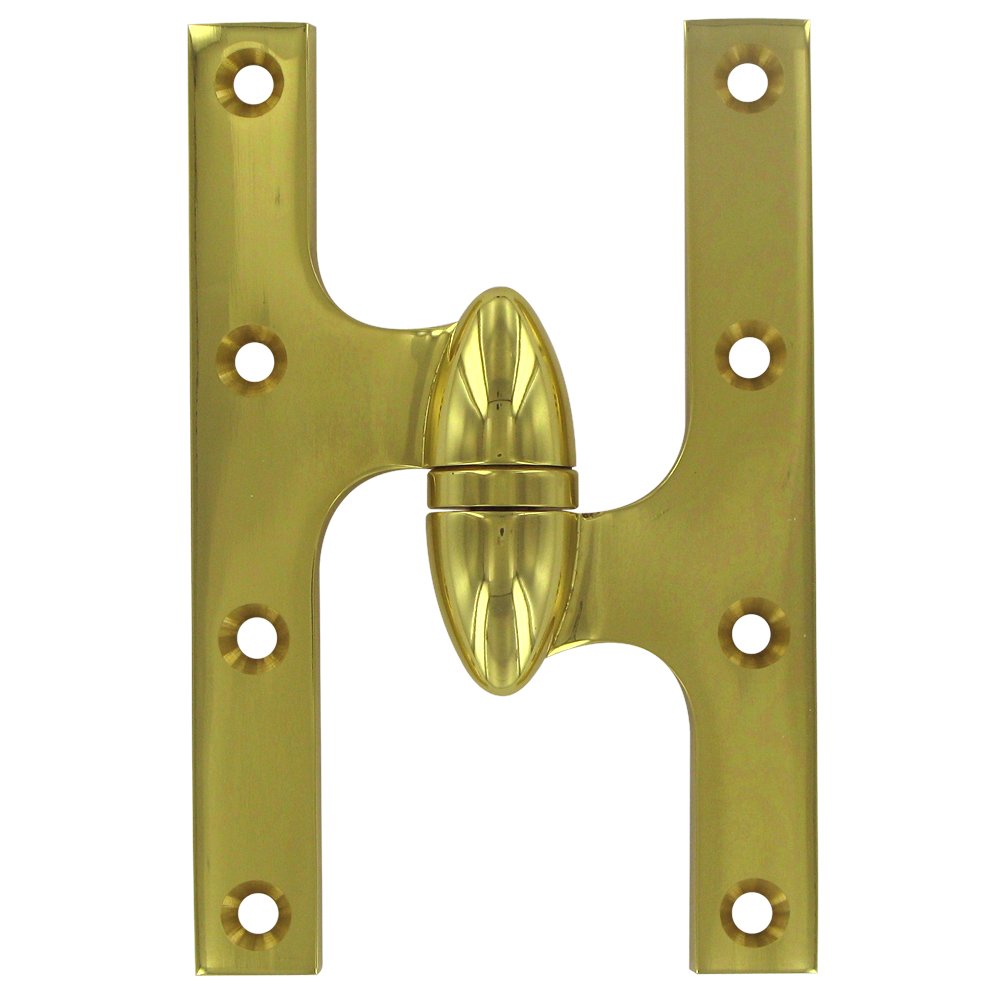 Solid Brass 6" x 4" Right Handed Olive Knuckle Door Hinge (Sold Individually) in Polished Brass