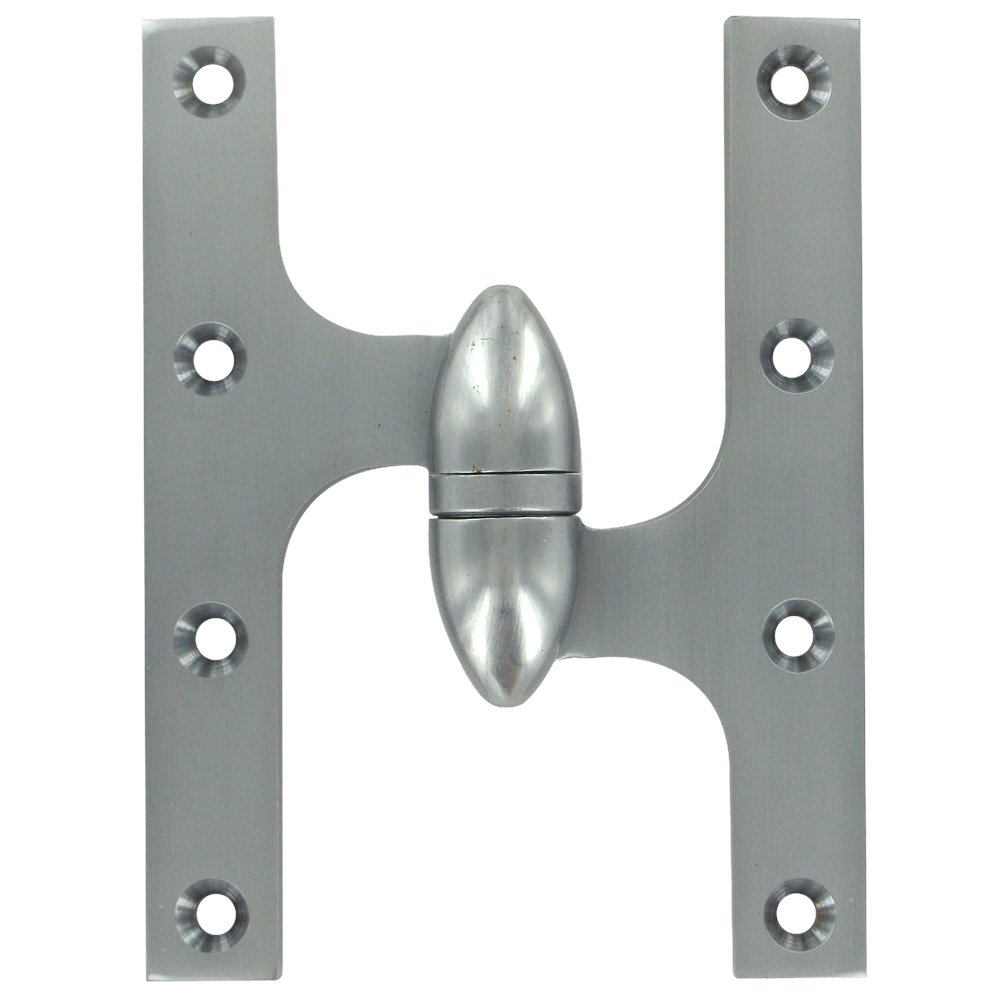 Solid Brass 6" x 4 1/2" Right Handed Olive Knuckle Door Hinge (Sold Individually) in Brushed Chrome