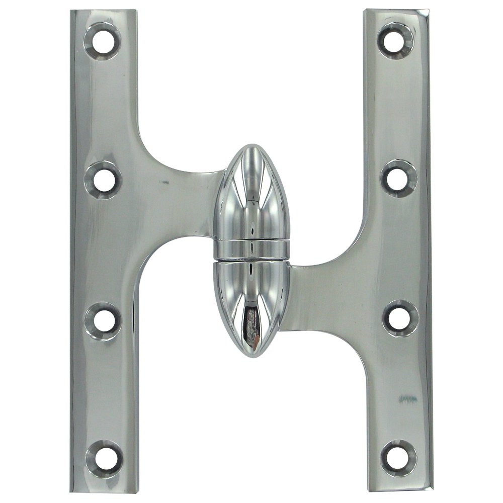 Solid Brass 6" x 4 1/2" Right Handed Olive Knuckle Door Hinge (Sold Individually) in Polished Chrome