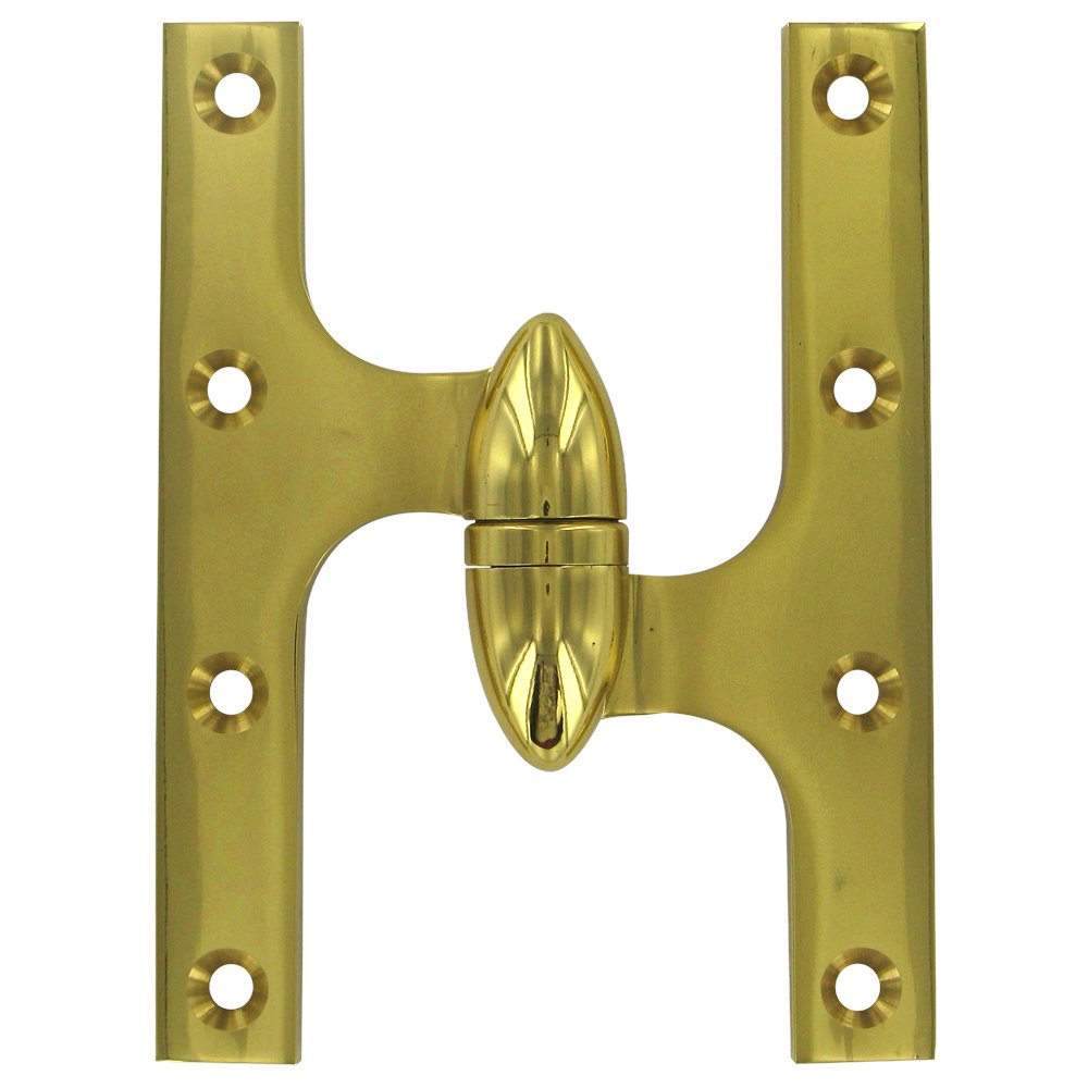 Solid Brass 6" x 4 1/2" Right Handed Olive Knuckle Door Hinge (Sold Individually) in Polished Brass
