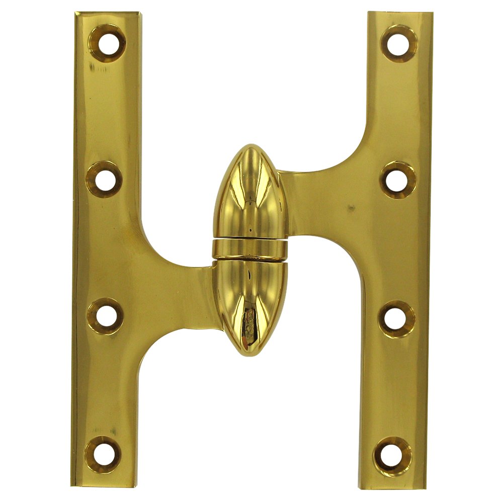 Solid Brass 6" x 4 1/2" Left Handed Olive Knuckle Door Hinge (Sold Individually) in PVD Brass