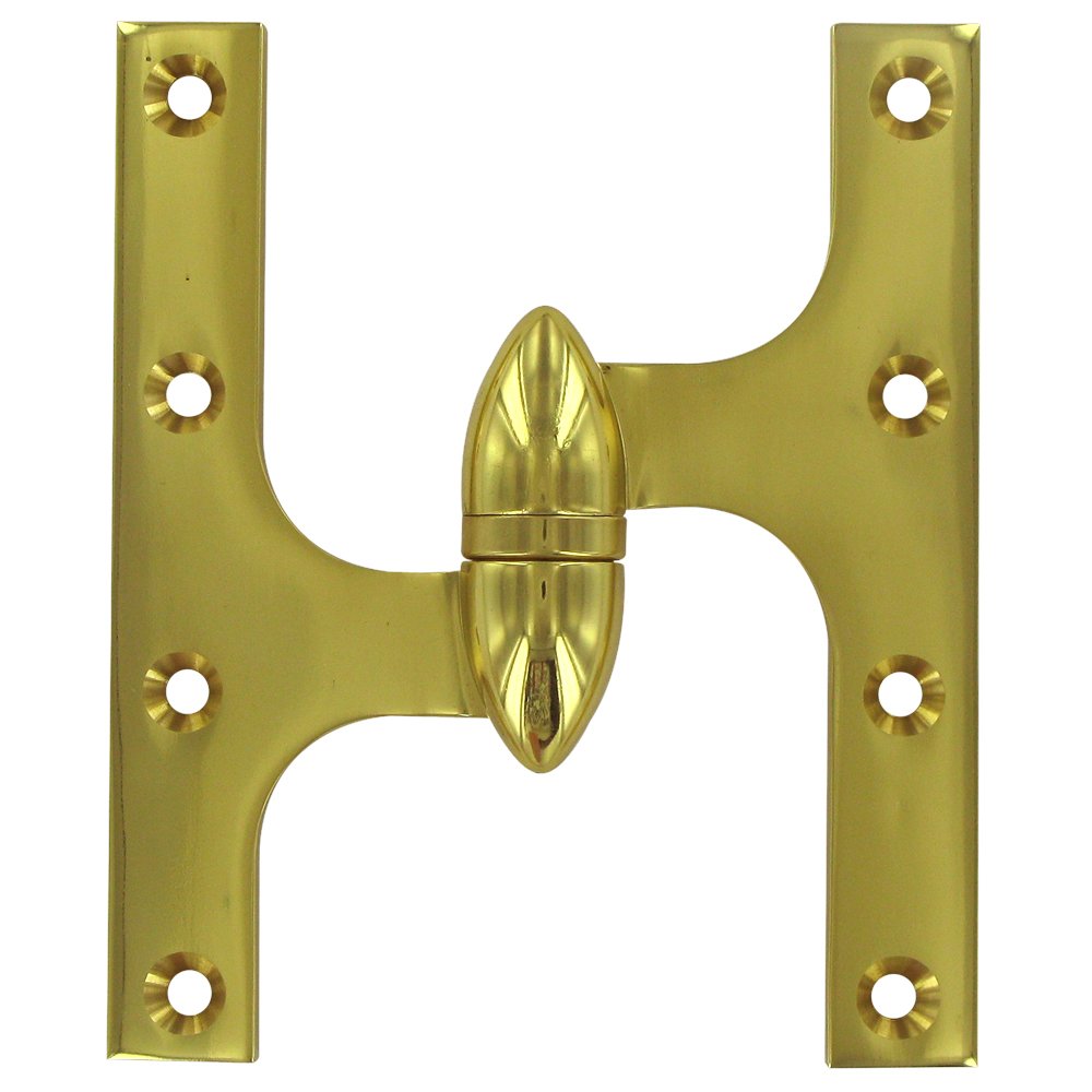 Solid Brass 6" x 5" Left Handed Olive Knuckle Door Hinge (Sold Individually) in Polished Brass
