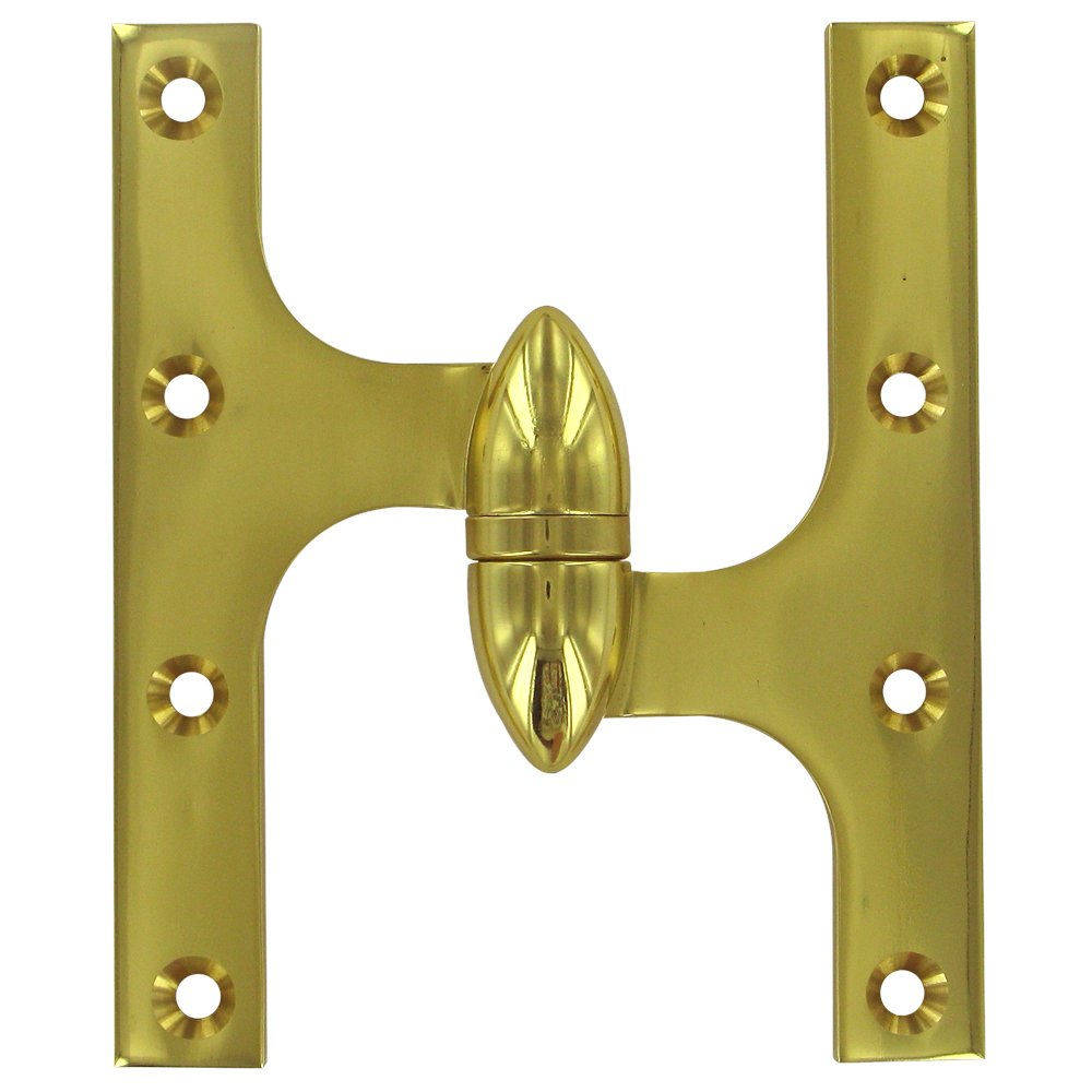 Solid Brass 6" x 5" Right Handed Olive Knuckle Door Hinge (Sold Individually) in Polished Brass
