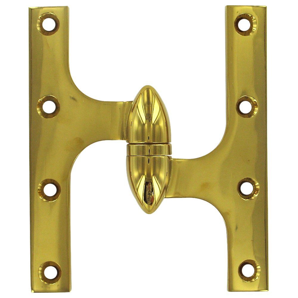 Solid Brass 6" x 5" Right Handed Olive Knuckle Door Hinge (Sold Individually) in PVD Brass