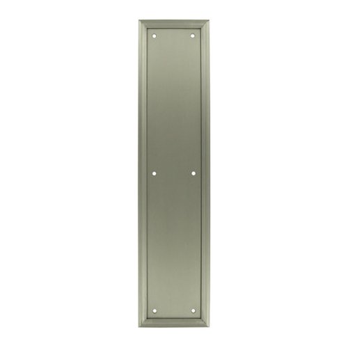 Solid Brass 15" x 3 1/2" Heavy Duty Framed Push Plate in Brushed Nickel
