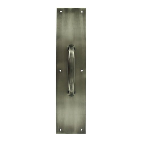 Solid Brass 15" x 3 1/2" Push/Pull Plate with 5 1/2" Handle in Antique Nickel