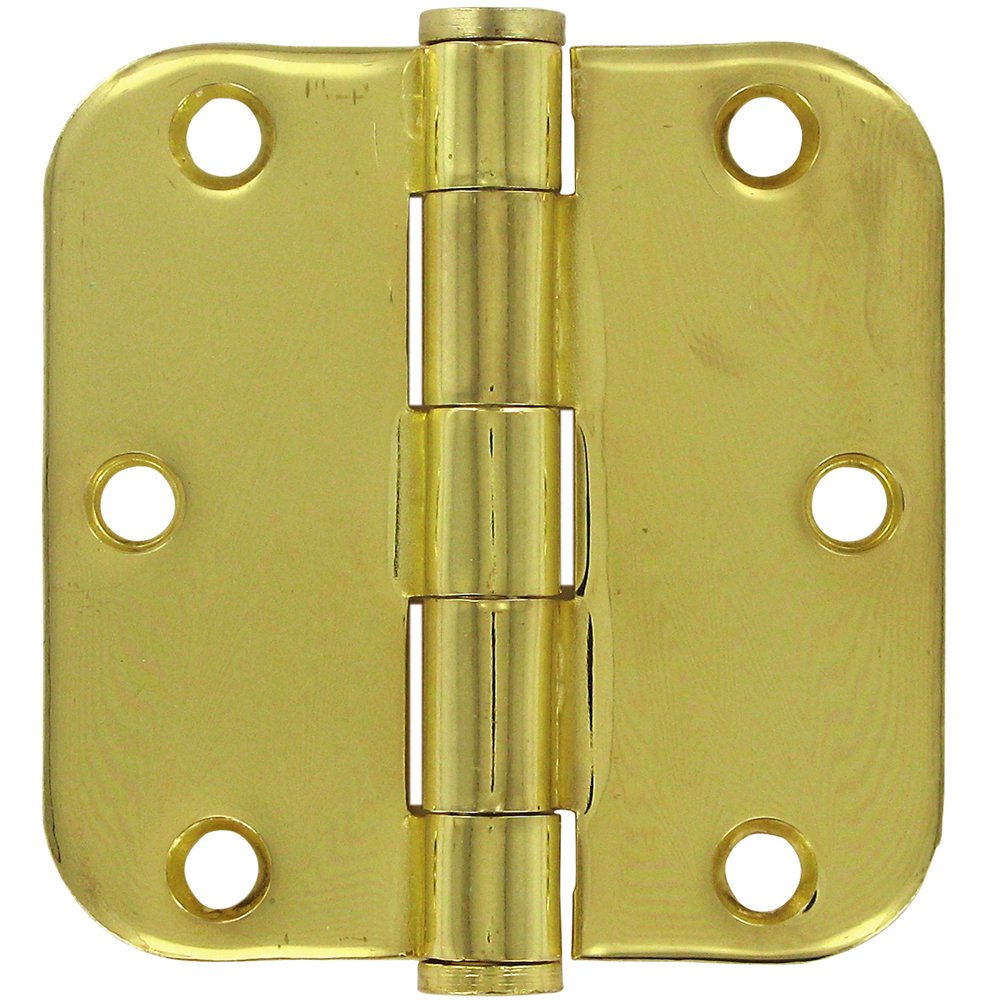 3 1/2" x 3 1/2" 5/8" Radius/Heavy Duty Door Hinge (Sold as a Pair) in Polished Brass