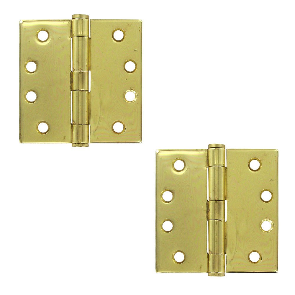 Removable Pin/Heavy Duty Square Door Hinge (Sold as a Pair) in Polished Brass