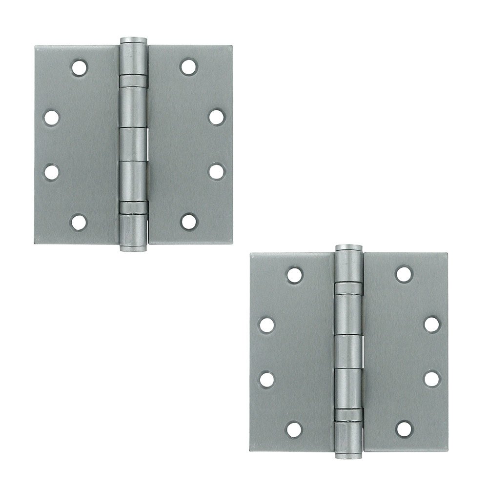 4 1/2" x 4 1/2" 2 Ball Bearing/Heavy Duty Square Door Hinge (Sold as a Pair) in Brushed Chrome
