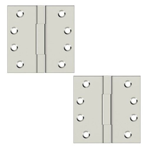 Solid Brass 4" x 4" Standard Square Knuckle Door Hinge (Sold as a Pair) in Polished Nickel