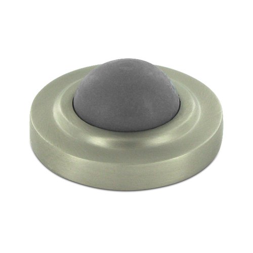 Solid Brass 2 3/8" Diameter Convex Flush Mounted Bumper in Brushed Nickel