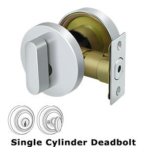 Zinc Modern Low Profile Deadbolt Lock Grade 3 in Polished Chrome