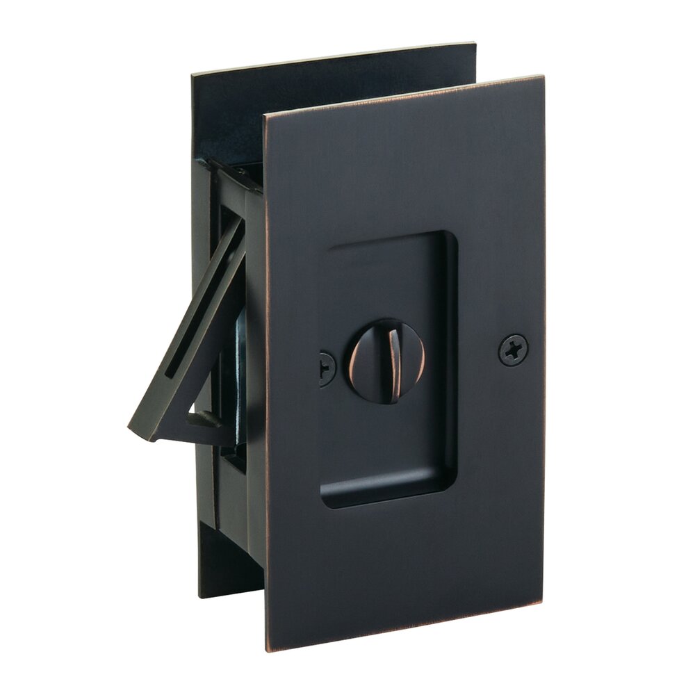 Privacy Modern Rectangular Pocket Door Lock in Oil Rubbed Bronze