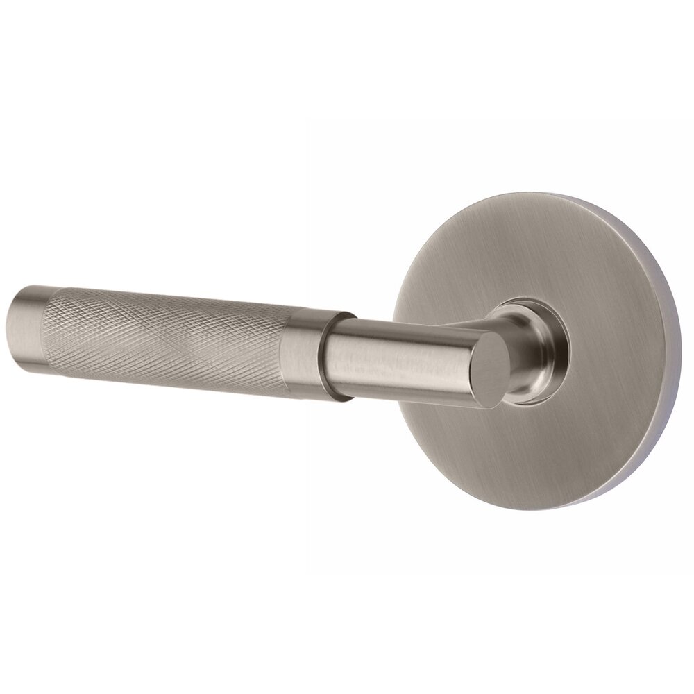 Passage Knurled Left Handed Lever with T-Bar Stem And Concealed Screw Disk Rose in Pewter