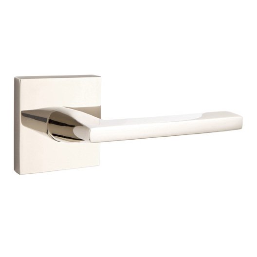 Passage Helios Right Handed Door Lever And Square Rose with Concealed Screws in Polished Nickel