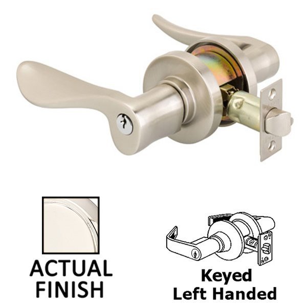 Keyed Left Handed Luzern Lever With Disk Rose in Polished Nickel