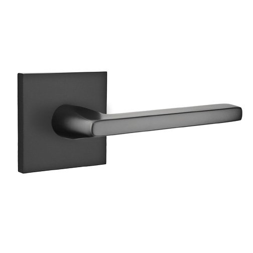 Privacy Helios Right Handed Door Lever With Square Rose in Flat Black