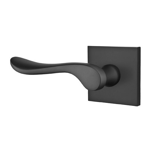 Privacy Luzern Left Handed Door Lever With Square Rose in Flat Black
