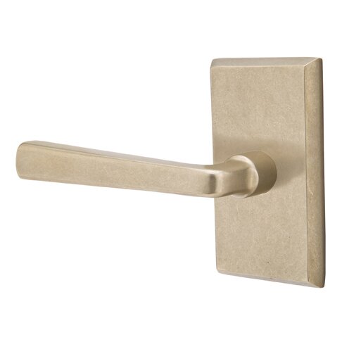 Privacy Left Handed Cimarron Lever And #3 Rose with Concealed Screws in Tumbled White Bronze