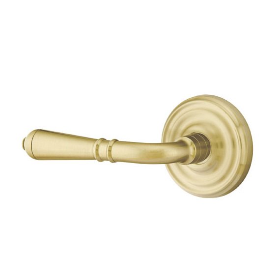 Single Dummy Left Handed Turino Door Lever With Regular Rose in Satin Brass