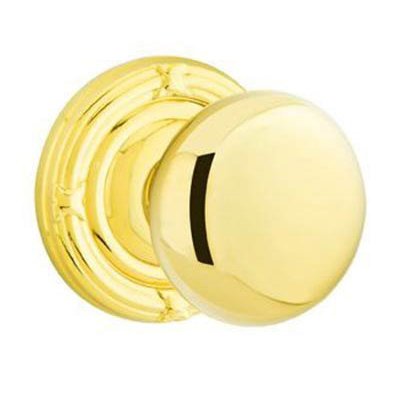 Double Dummy Providence Door Knob With Ribbon & Reed Rose in Unlacquered Brass