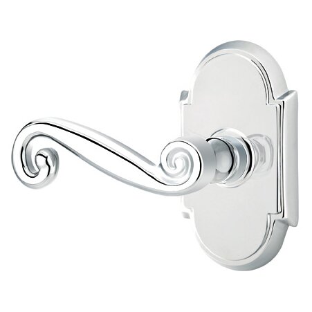 Single Dummy Left Handed Rustic Door Lever With #8 Rose in Polished Chrome