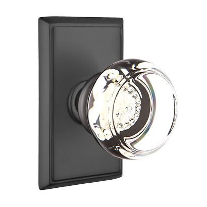 Georgetown Passage Door Knob with Rectangular Rose and Concealed Screws in Flat Black