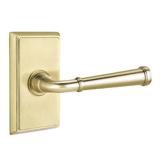 Passage Merrimack Lever With Rectangular Rose with Concealed Screws in Satin Brass