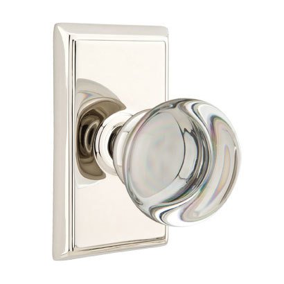 Providence Passage Door Knob with Rectangular Rose in Polished Nickel
