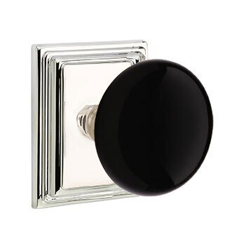Passage Ebony Knob And Wilshire Rosette With Concealed Screws in Polished Nickel