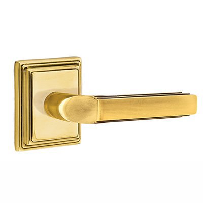 Passage Right Handed Milano Door Lever With Wilshire Rose in French Antique Brass
