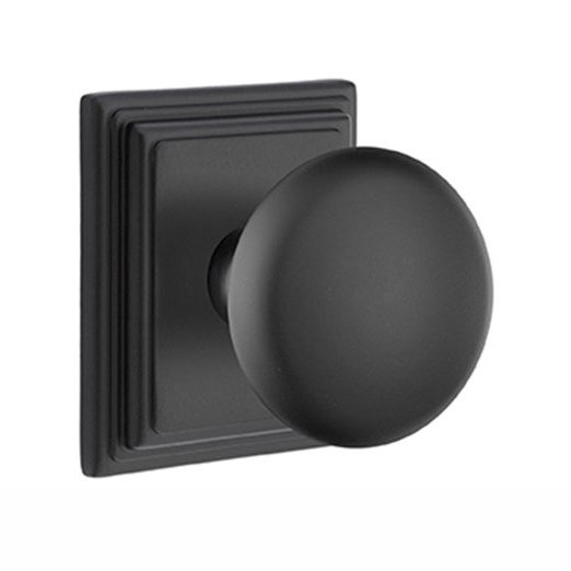 Passage Providence Door Knob With Wilshire Rose in Flat Black