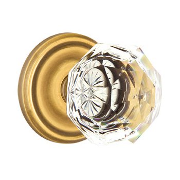 Diamond Privacy Door Knob with Regular Rose and Concealed Screws in French Antique Brass