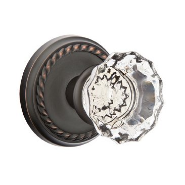 Astoria Privacy Door Knob with Rope Rose in Oil Rubbed Bronze