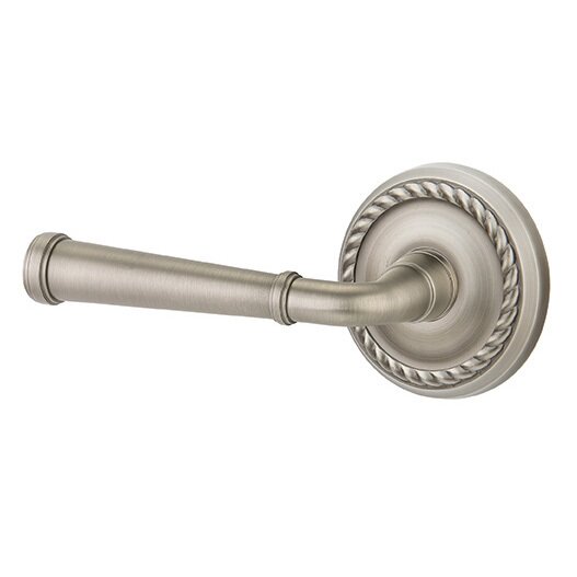Privacy Left Handed Merrimack Lever With Rope Rose in Pewter