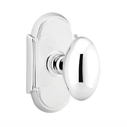 Privacy Egg Door Knob With #8 Rose in Polished Chrome