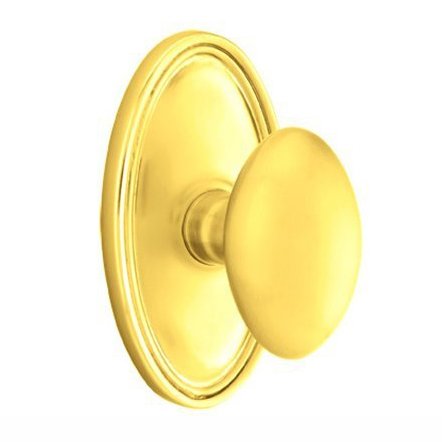 Privacy Egg Door Knob With Oval Rose in Polished Brass