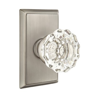 Astoria Privacy Door Knob with Rectangular Rose and Concealed Screws in Pewter