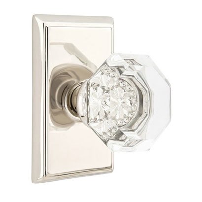Old Town Privacy Door Knob with Rectangular Rose and Concealed Screws in Polished Nickel