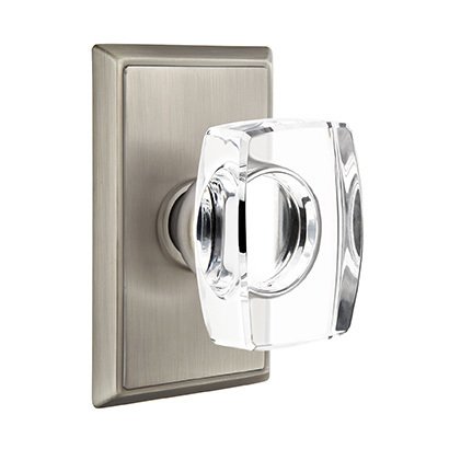 Windsor Privacy Door Knob with Rectangular Rose in Pewter