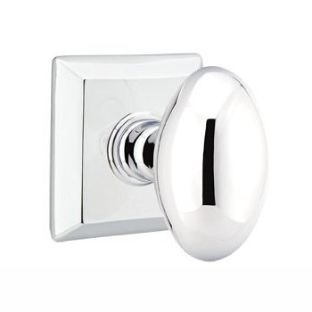 Privacy Egg Door Knob With Quincy Rose in Polished Chrome