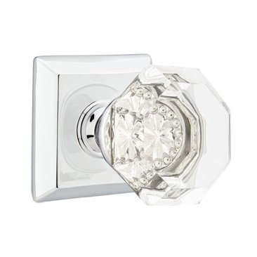 Old Town Privacy Door Knob and Quincy Rose with Concealed Screws in Polished Chrome