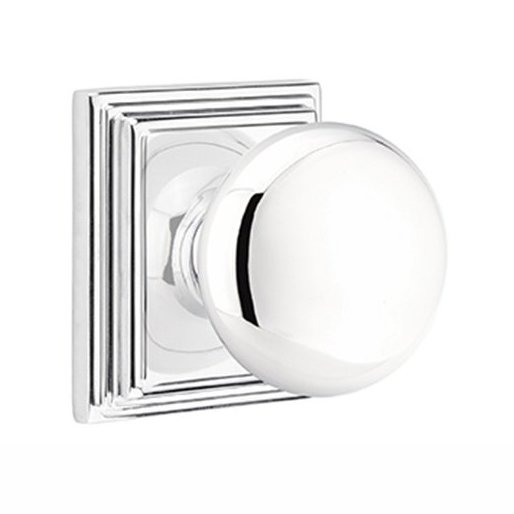 Privacy Providence Door Knob With Wilshire Rose in Polished Chrome