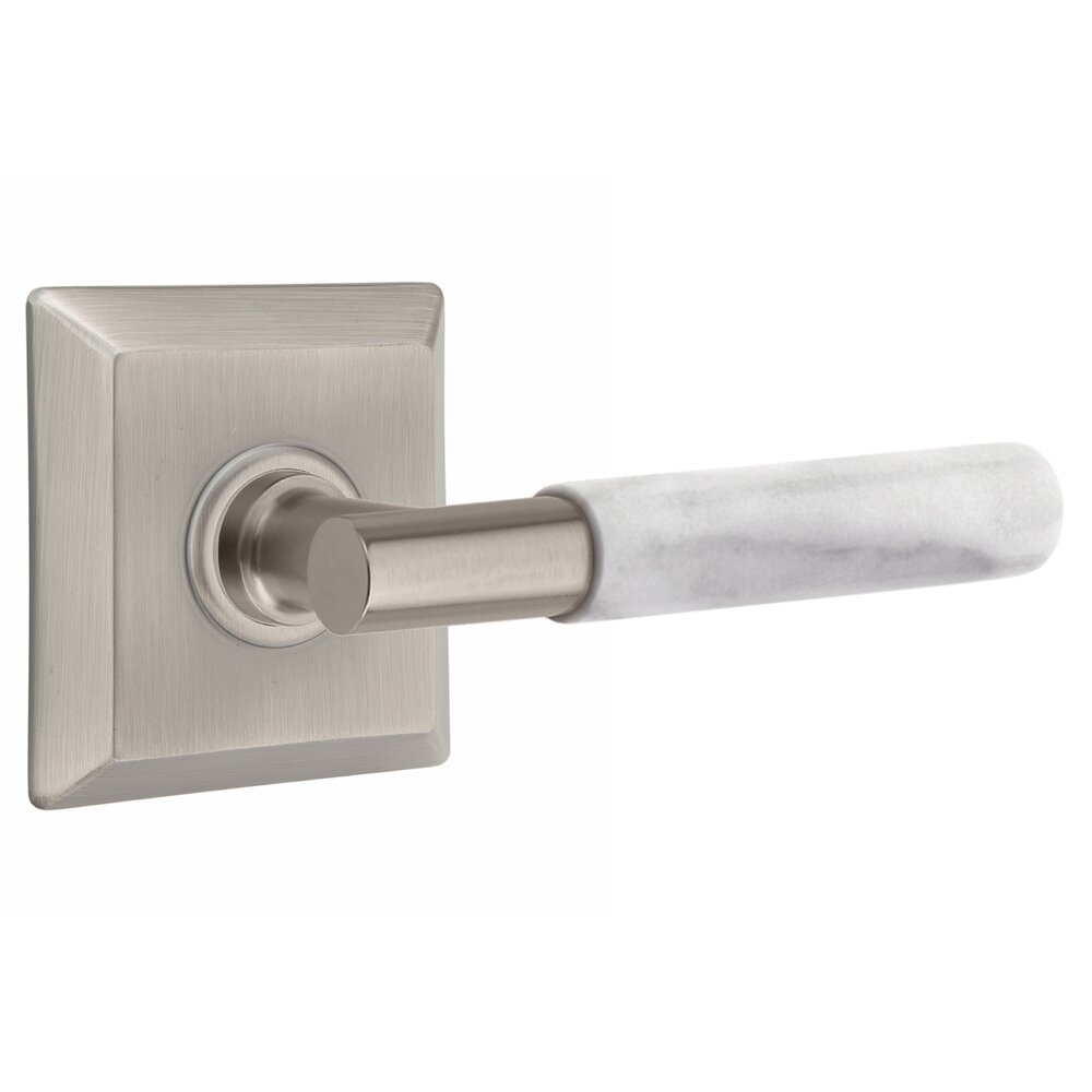 Double Dummy White Marble Right Handed Lever With T-Bar Stem And Quincy Rose In Pewter
