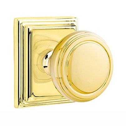 Double Dummy Norwich Door Knob With Wilshire Rose in Unlacquered Brass