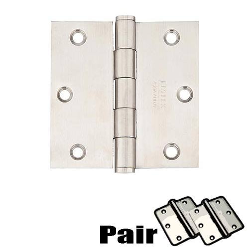 3-1/2" X 3-1/2" Square Residential Duty Hinge in Brushed Stainless Steel (Sold In Pairs)