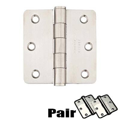 3-1/2" X 3-1/2" 1/4" Radius Residential Duty Hinge in Brushed Stainless Steel (Sold In Pairs)