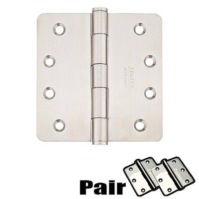 4" X 4" 1/4" Radius Residential Duty Hinge in Brushed Stainless Steel (Sold In Pairs)